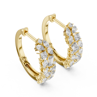 Multi-Shape Blue Diamond Floral Hoop Earrings