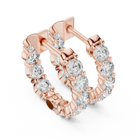 Round Blue Diamond Hoop Earrings