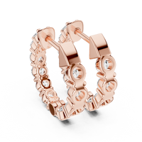 Round Blue Diamond Hoop Earrings