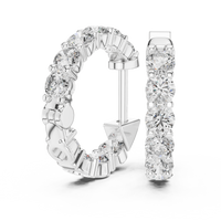 Round Blue Diamond Hoop Earrings