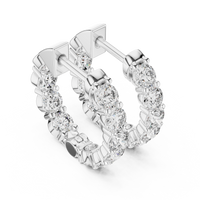 Round Blue Diamond Hoop Earrings