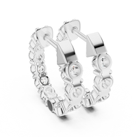 Round Blue Diamond Hoop Earrings
