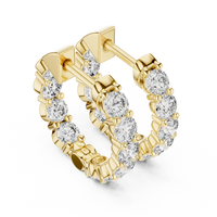 Round Blue Diamond Hoop Earrings