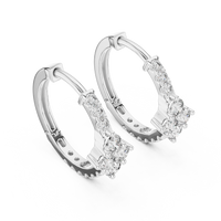 Round Blue Diamond Geometric Hoop Earrings