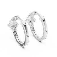 Round Blue Diamond Geometric Hoop Earrings