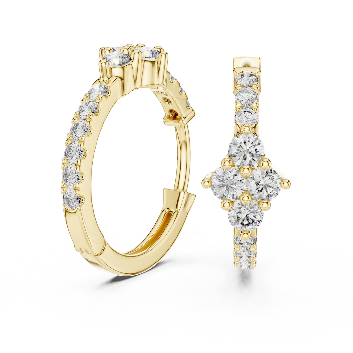 Round Blue Diamond Geometric Hoop Earrings