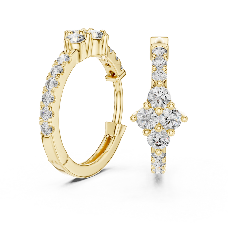Round Blue Diamond Geometric Hoop Earrings