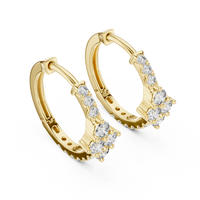 Round Blue Diamond Geometric Hoop Earrings