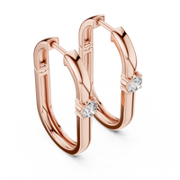 Round Blue Diamond Oval Hoop Earrings
