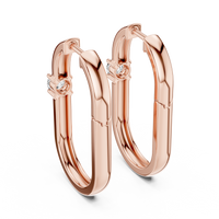 Round Blue Diamond Oval Hoop Earrings