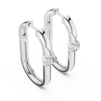 Round Blue Diamond Oval Hoop Earrings