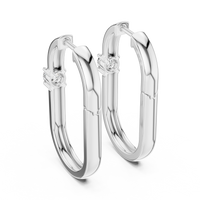 Round Blue Diamond Oval Hoop Earrings