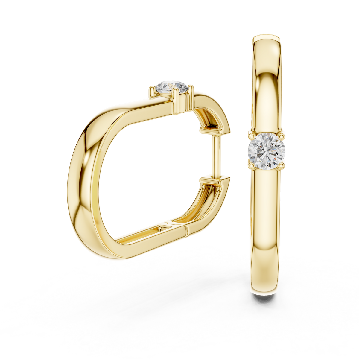 Round Blue Diamond Oval Hoop Earrings