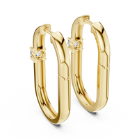 Round Blue Diamond Oval Hoop Earrings