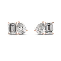 Pear & Emerald-Cut Blue Diamond Two-Stone Earrings