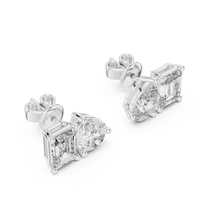 Pear & Emerald-Cut Blue Diamond Two-Stone Earrings