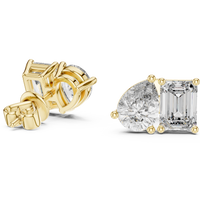 Pear & Emerald-Cut Blue Diamond Two-Stone Earrings