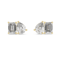 Pear & Emerald-Cut Blue Diamond Two-Stone Earrings