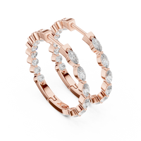 Marquise & Round Blue Diamond Hoop Earrings