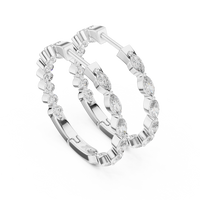 Marquise & Round Blue Diamond Hoop Earrings