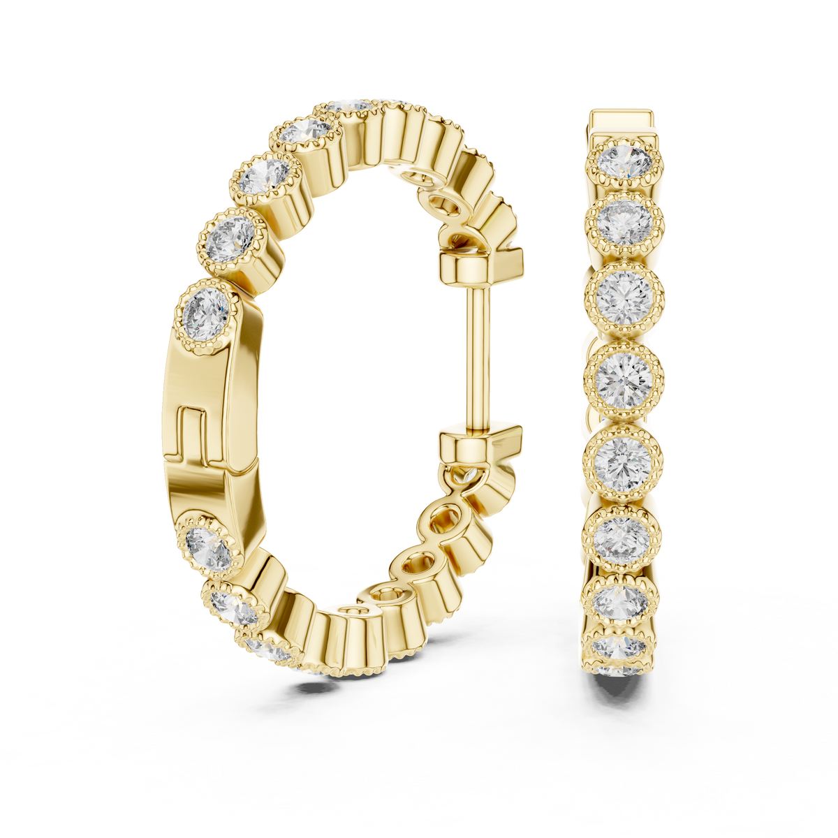 Round Diamond Pavé Hoop Earrings
