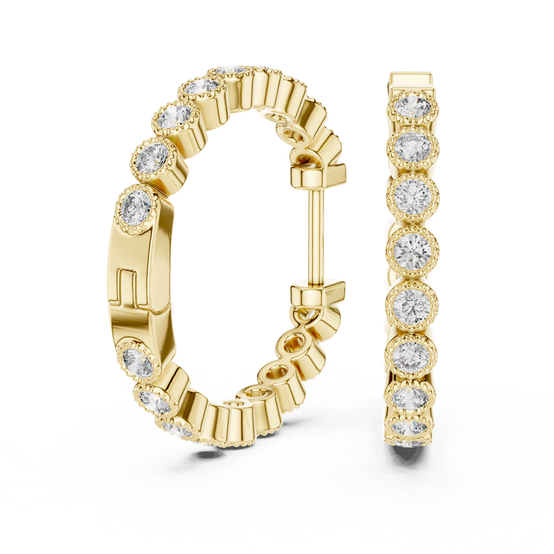 Round Diamond Pavé Hoop Earrings
