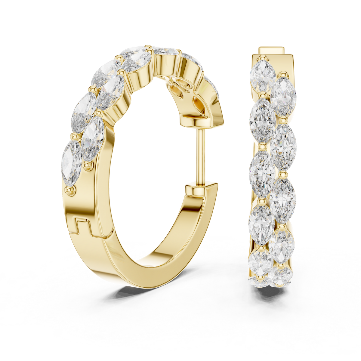 Marquise Diamond Hoop Brilliant Earrings