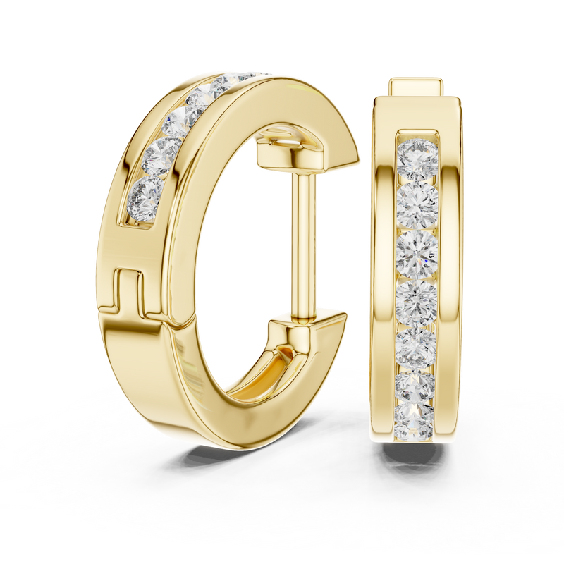Round Diamond Channel-Set Hoop Earrings