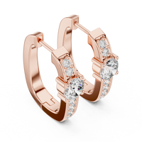 Round Diamond Halo Hoop Earrings