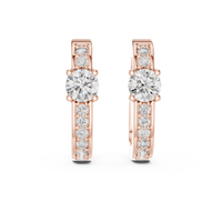 Round Diamond Halo Hoop Earrings