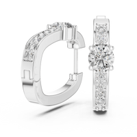 Round Diamond Halo Hoop Earrings