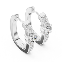 Round Diamond Halo Hoop Earrings