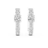 Round Diamond Halo Hoop Earrings
