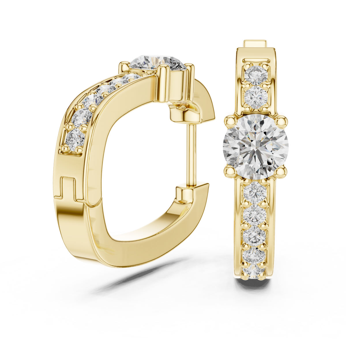 Round Diamond Halo Hoop Earrings
