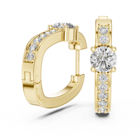 Round Diamond Halo Hoop Earrings