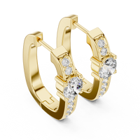 Round Diamond Halo Hoop Earrings