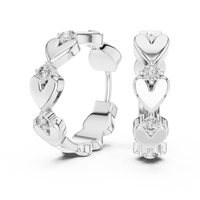 Round Diamond Heart Motif Hoop Earrings