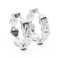 Round Diamond Heart Motif Hoop Earrings