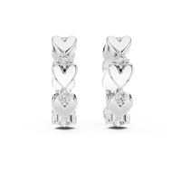 Round Diamond Heart Motif Hoop Earrings