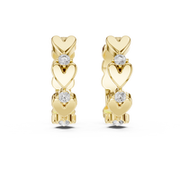 Round Diamond Heart Motif Hoop Earrings