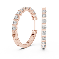 Round Diamond Half-Pavé Hoop Earrings