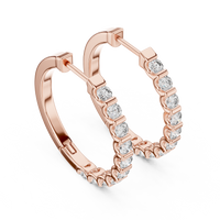 Round Diamond Half-Pavé Hoop Earrings