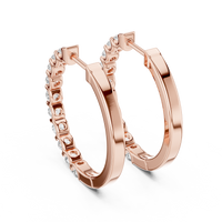 Round Diamond Half-Pavé Hoop Earrings