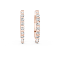 Round Diamond Half-Pavé Hoop Earrings