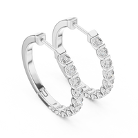 Round Diamond Half-Pavé Hoop Earrings