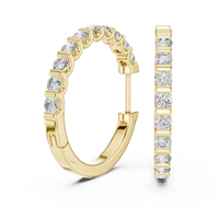 Round Diamond Half-Pavé Hoop Earrings