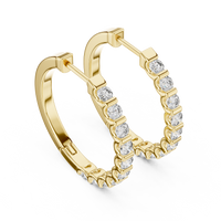 Round Diamond Half-Pavé Hoop Earrings