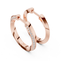 Round Diamond Pavé  elegant Hoop Earrings
