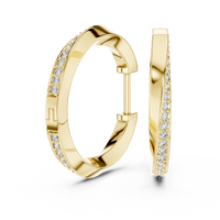 Round Diamond Pavé  elegant Hoop Earrings