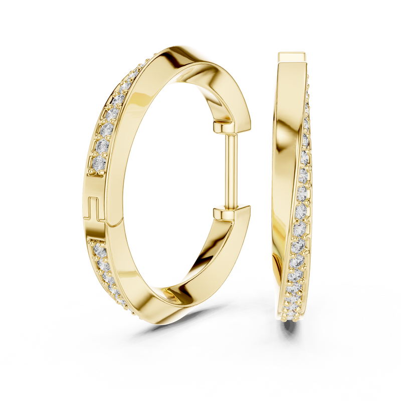 Round Diamond Pavé  elegant Hoop Earrings